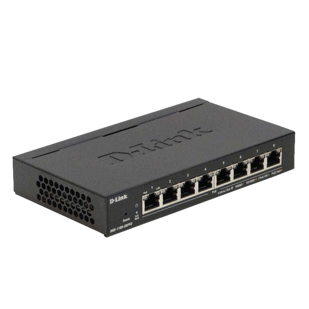 DGS-1100-08PV2 D-LINK requiere-Cable 8-1000-PoE48V-af 64W-total Switch Administrable incl-54V-85W