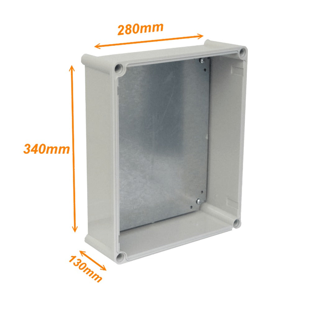 TJ-AG-3428 TIBOX 340x280x130mm Cubierta Gris Caja Estanca de Plástico Gris con Placa IP66 RoHS