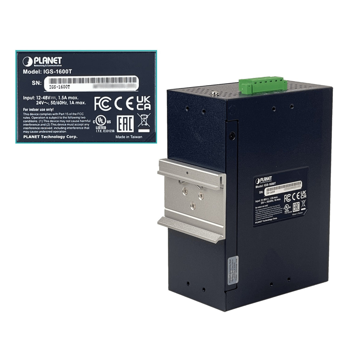 IGS-1600T PLANET Conmutador Industrial de 16 Puertos 10/100 Mbps No Gestionable Montaje en Carril DIN IP30 Alimentación 12-48VDC