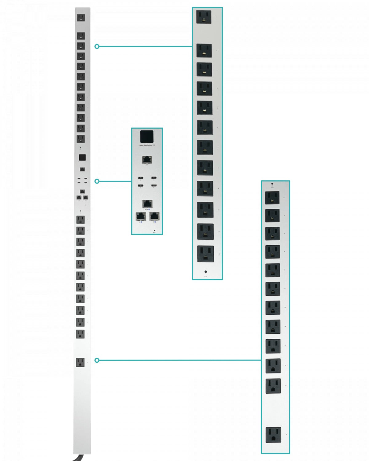 USP-PDU-HD-120VAC UBIQUITI Unidad de Distribución de Energía Vertical 24-Tomas Americanas 4-USB-C 4-LAN 125VAC UniFi