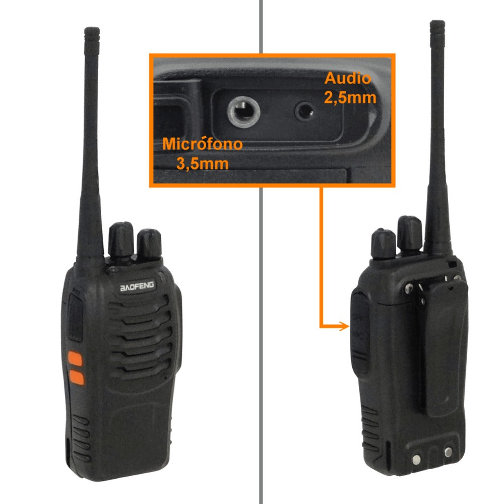 BF-888S Radiotransmisor 1un 6km 400-470MHz 16-Canales incl. cargador y batería 3,7V 1500mAh