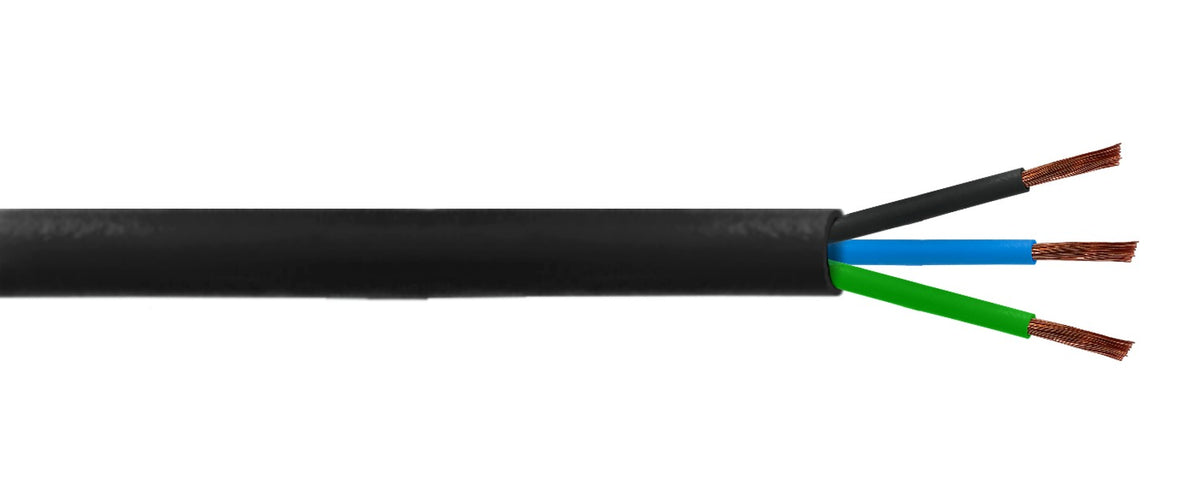 CORDON4 cable eléctrico negro RVV de 3 conductores por 4,0mm, bobina de 100 metros, soporte de 18 a 26 amperios, sección 3x4.0mm