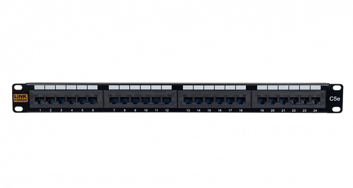 PP524L LINKMADE Panel de Parcheo 24 Puertos RJ45 CAT5E UTP 1U con Certificación UL
