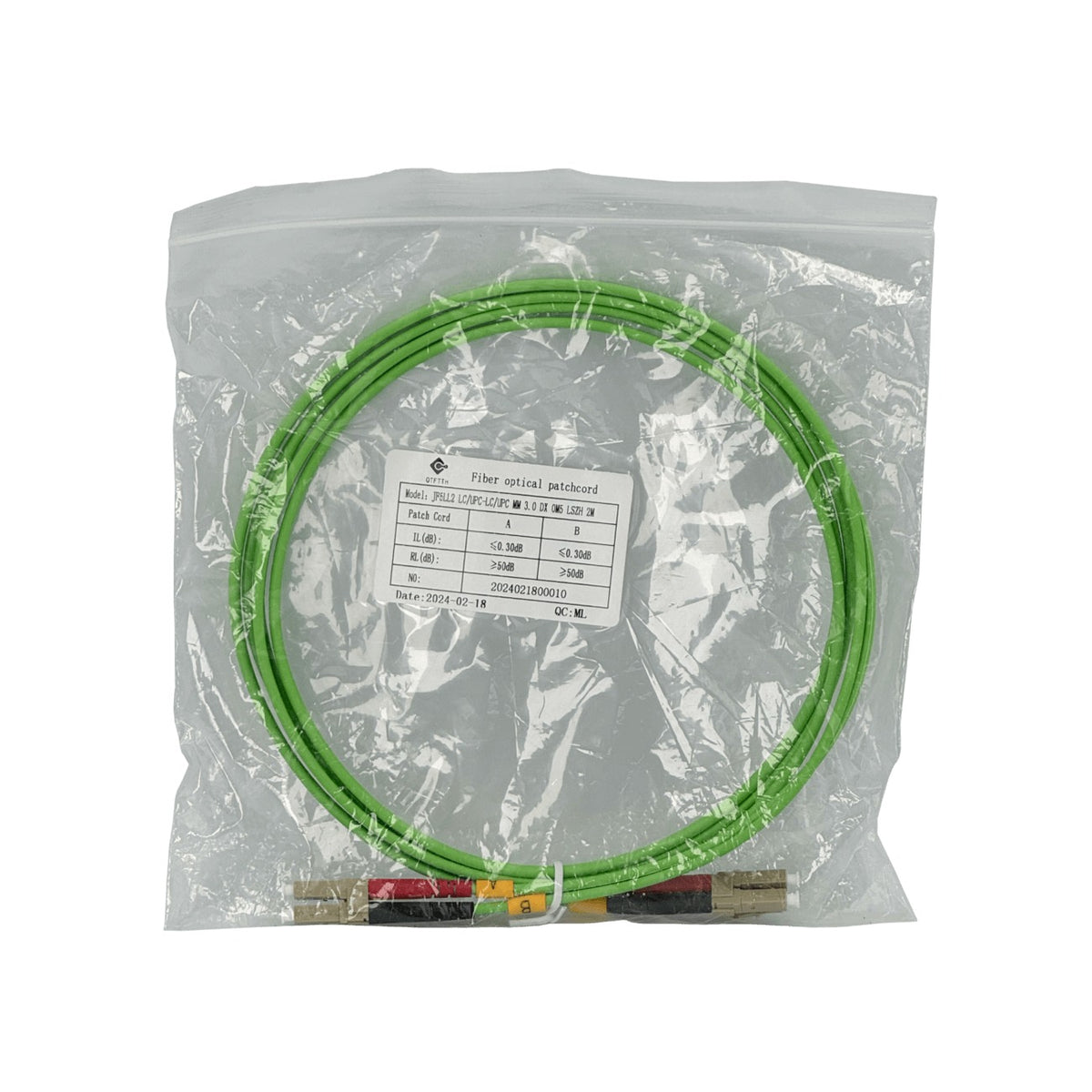 JF5LL2 2m LC-LC OM5 Multimodo MM Dúplex Latiguillo Fibra 3.0mm 50/125um LSZH