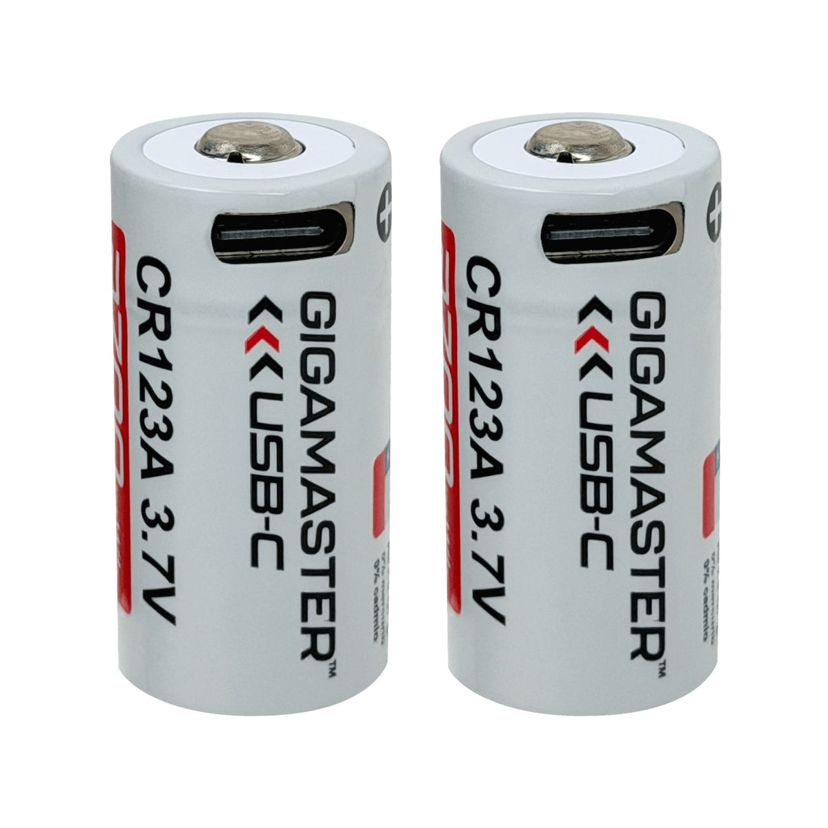 CR123-C 2-unidades Baterías 3,7V USB-C Recargable 2700mWh 16x32mm Litio Pila/Acumulador