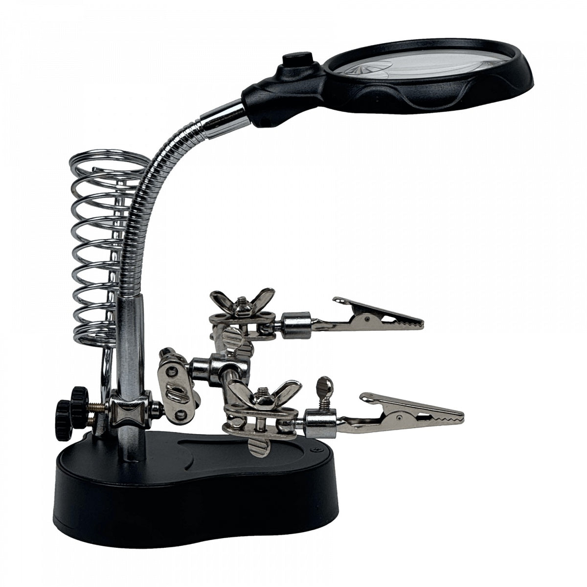 CAU-LUPA Tercera Mano Base Soporte Soldador Lupa/3,5X /12X 2-Led Necesita 3-Pila-AAA