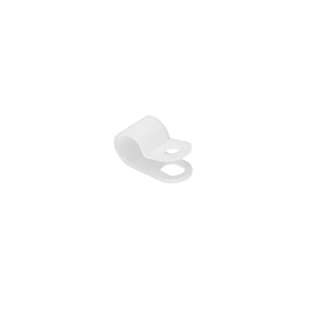 CLIP-R6 Sujetacables tipo R, paquete de 100 unidades, para cable de 6,4mm, abrazadera de 10x20mm con fijación para tornillo de 5mm