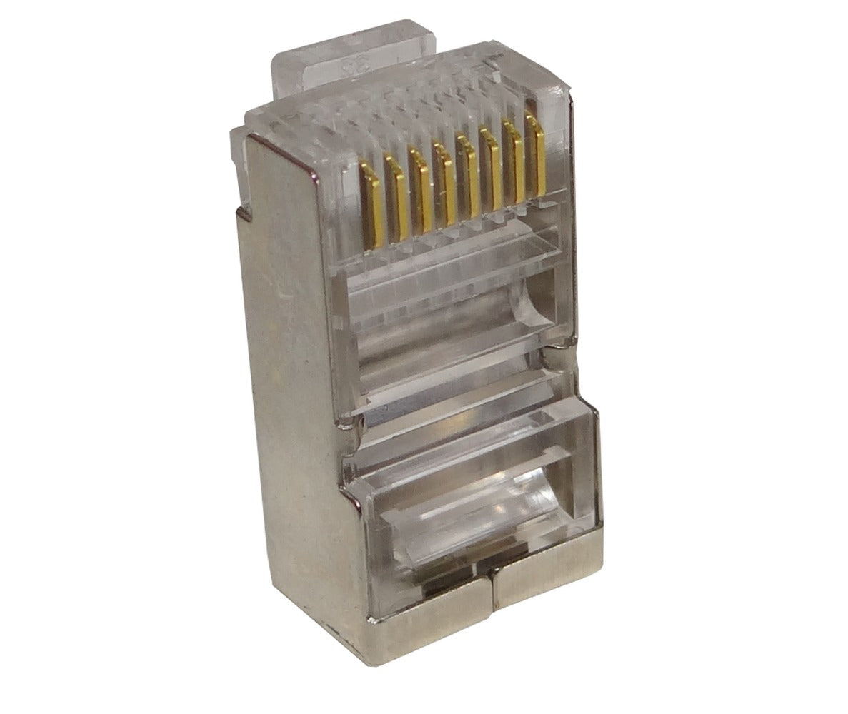 RJS-BC Pack de 100 Conectores RJ45 Cat5e Metalizados Crimpables para Cable FTP/STP