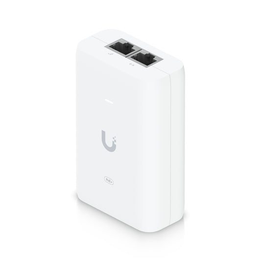 U-POE+. Inyector PoE+ de interfaz de usuario de 48 VCC y 31,2 W, 0,65 A, Gigabit, compatible con 802.3at y conforme a la norma U-POE-AT. UBIQUITI