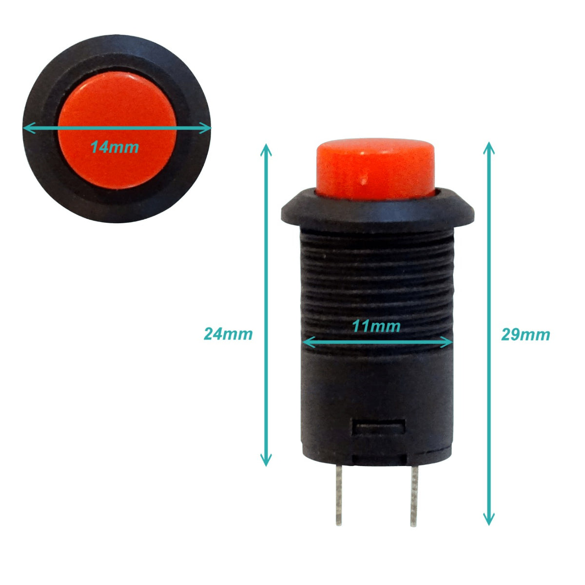 PULSADOR Botón Pulsador Normalmente Abierto NA SPST 2-pines Uso General 250V/1,5A 125V/3A