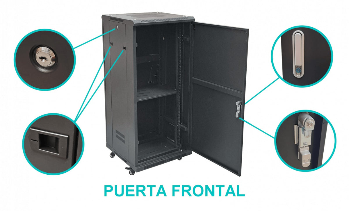 RK27-6LF Rack 27U Ciego Fondo-60cm Ancho-19pulg Piso Ruedas Bandeja-30cm PDU