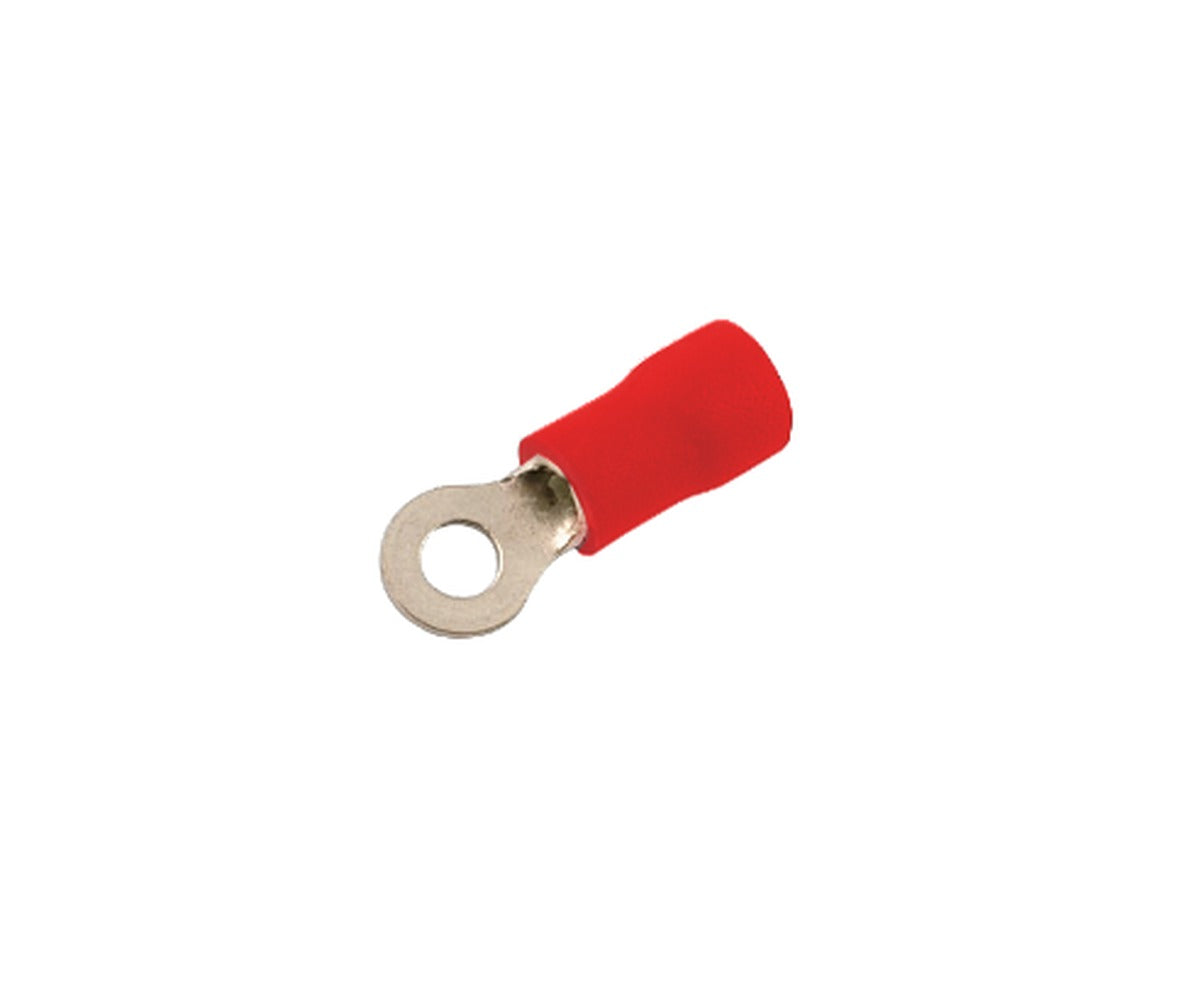 OJO-3215 Terminal tipo ojal de 3,2 mm para cable de 0,5 a 1,5 mm², paquete de 100 unidades, conector rojo con aislamiento de PVC