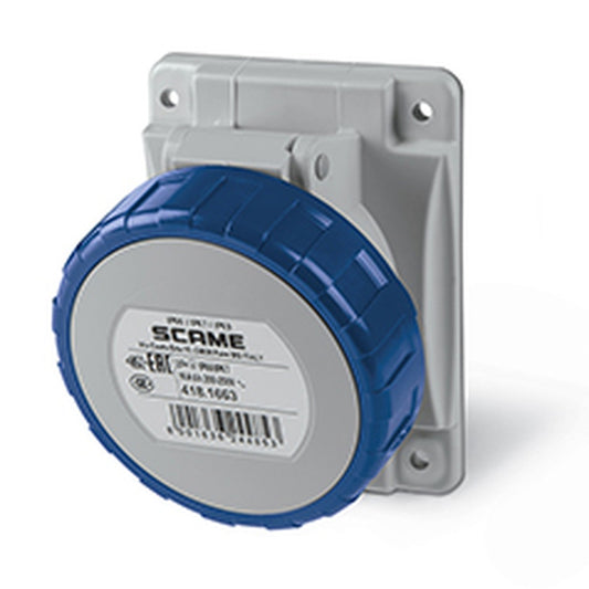 ENCHUFE HEMBRA P/EMPOTRAR 2P+T IP67 16A 6h 200-250V FIJACION 70X87mm