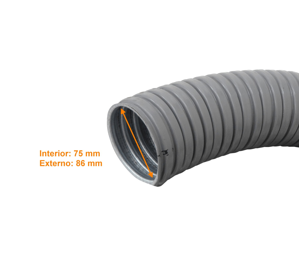 M03-10 3-Pulgadas Bobina-10metros Tubería Flexible Metálica Recubierta-PVC 86mm