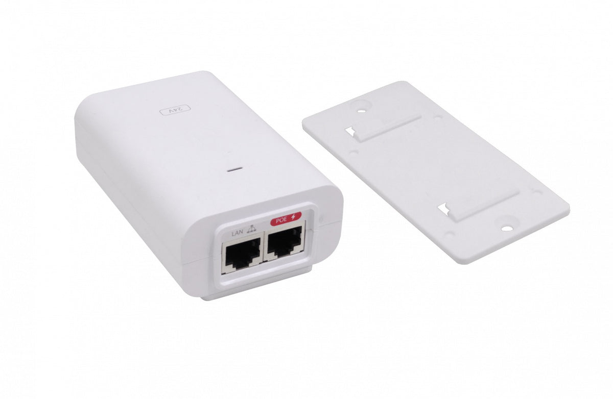 POE-24-24W-G. Inyector PoE Gigabit 24 VCC 24 W, 1,0 A con protección ESD, requiere cable C5, POE-24-24W-5P-EU UBIQUITI