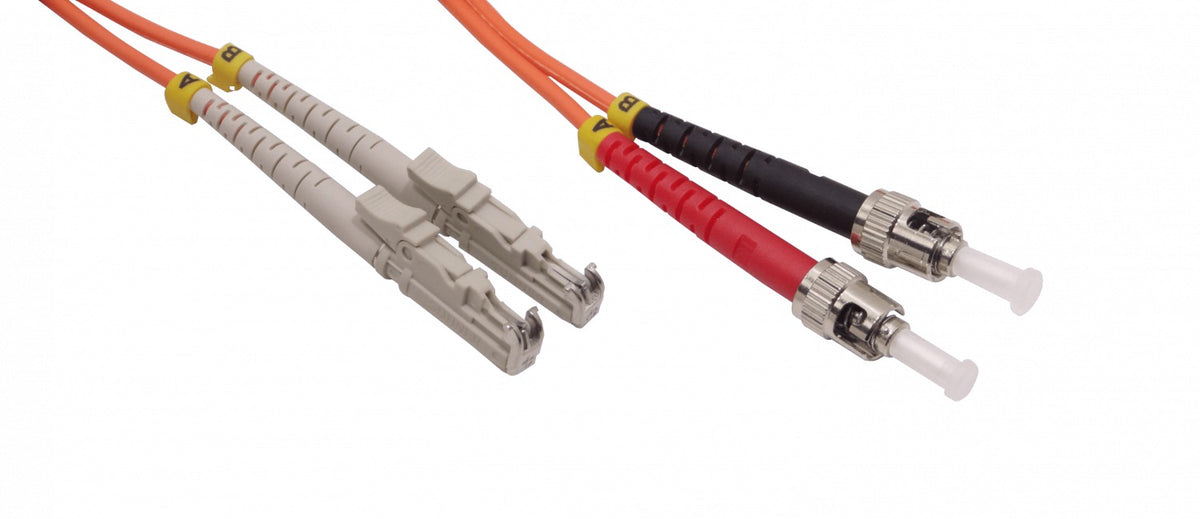 JFMET3 Latiguillo de Fibra Óptica Multimodo OM1 Dúplex 3 metros E2000/UPC a ST/UPC Núcleo 62.5/125µm