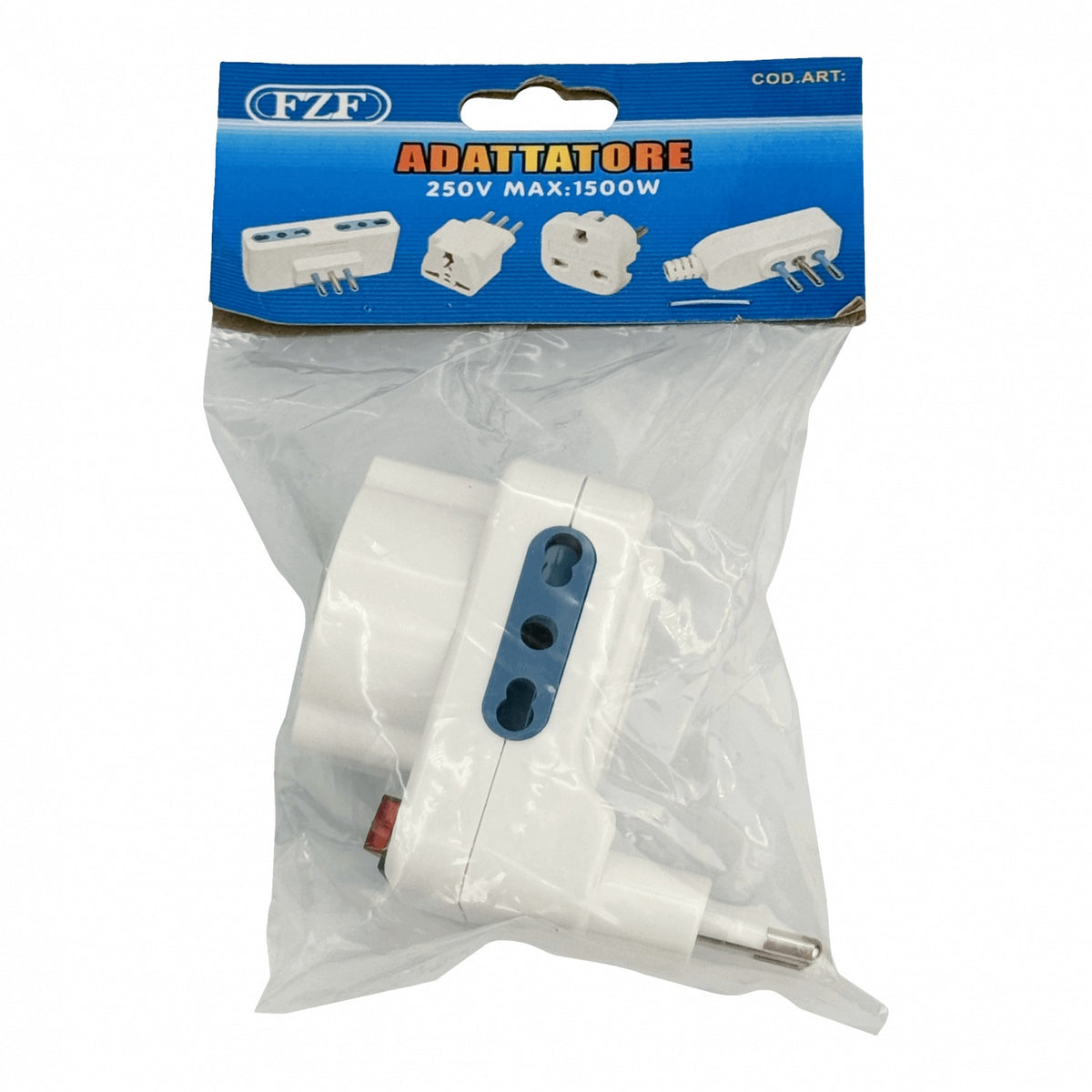 ELG-3KS Adaptador Triple Schuko/IH a IM 6A 250V 1500W Blanco con Interruptor Luminoso