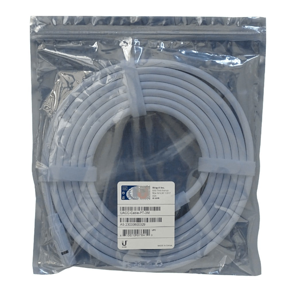 UACC-CABLE-PT-3M. Cable UI TransPort de 3 metros con cubierta TPE VW-1 para PT-120W, longitud 300 cm, resistente a rayos UV para exteriores UBIQUITI