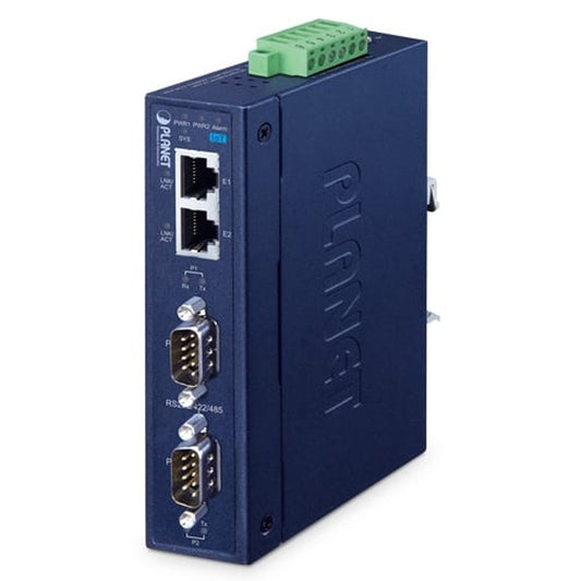 Servidor de Dispositivo Serie Industrial IP30 RS232/RS422/RS485 de 2 Puertos con MQTT (2 x 10/100TX, -40~75 Grados C)