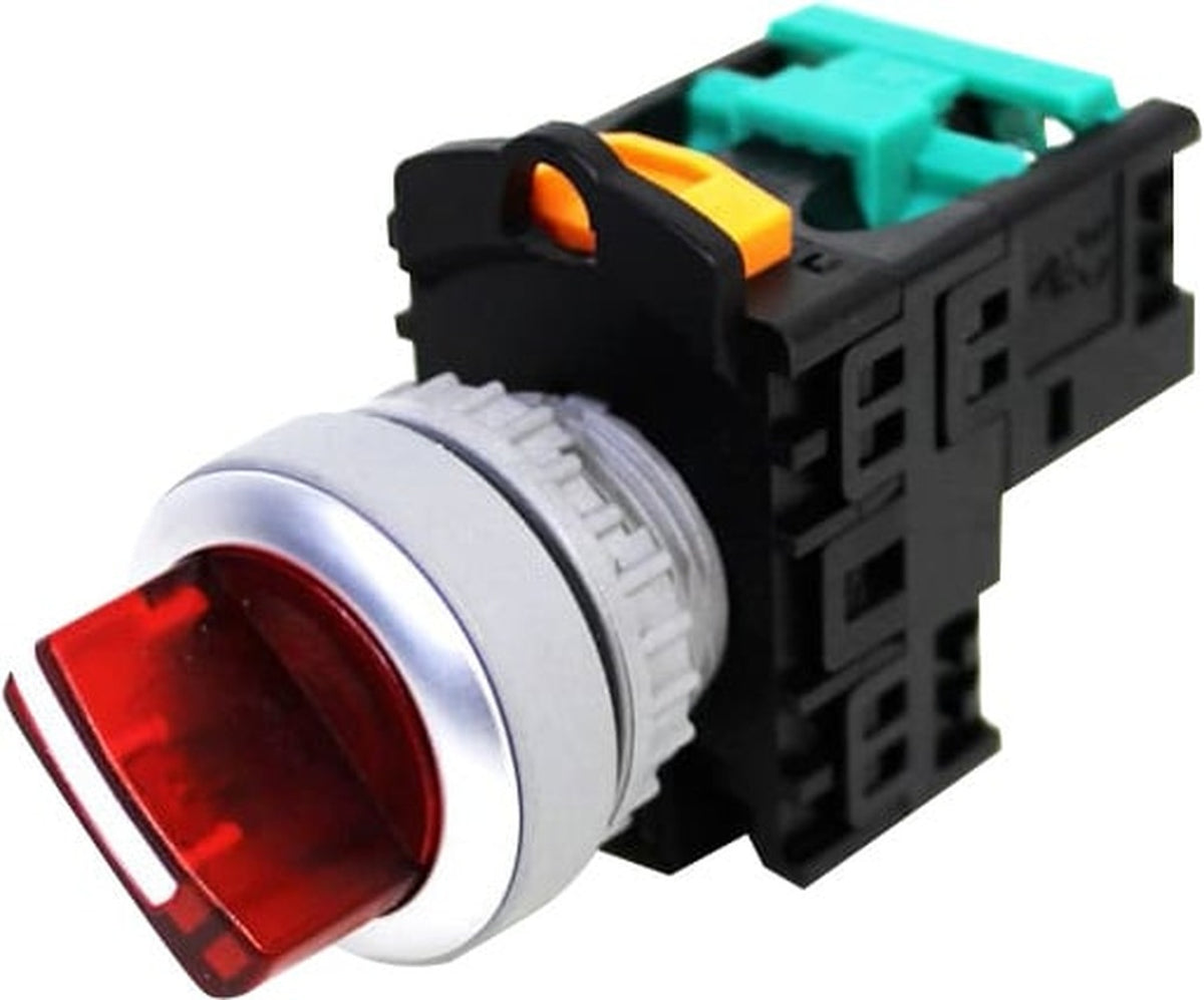 Selector plástico 2 posiciones iluminado 1NA 22mm serie TN2 - Rojo - Piloto LED 220VAC/DC