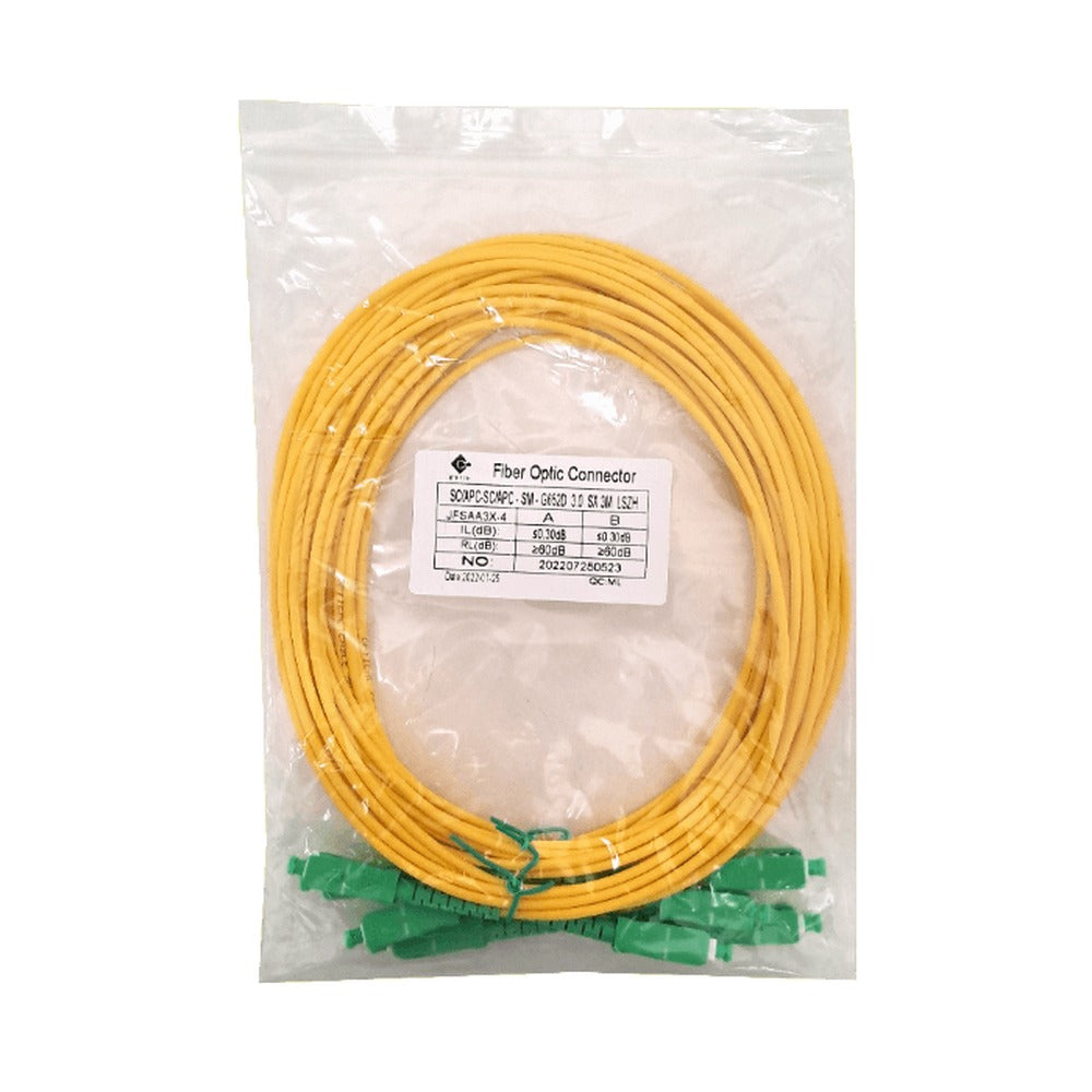 JFSAA3X-4 Pack de 4 latiguillos simplex monomodo SC/APC-SC/APC de 3 metros con cable de 3.0mm