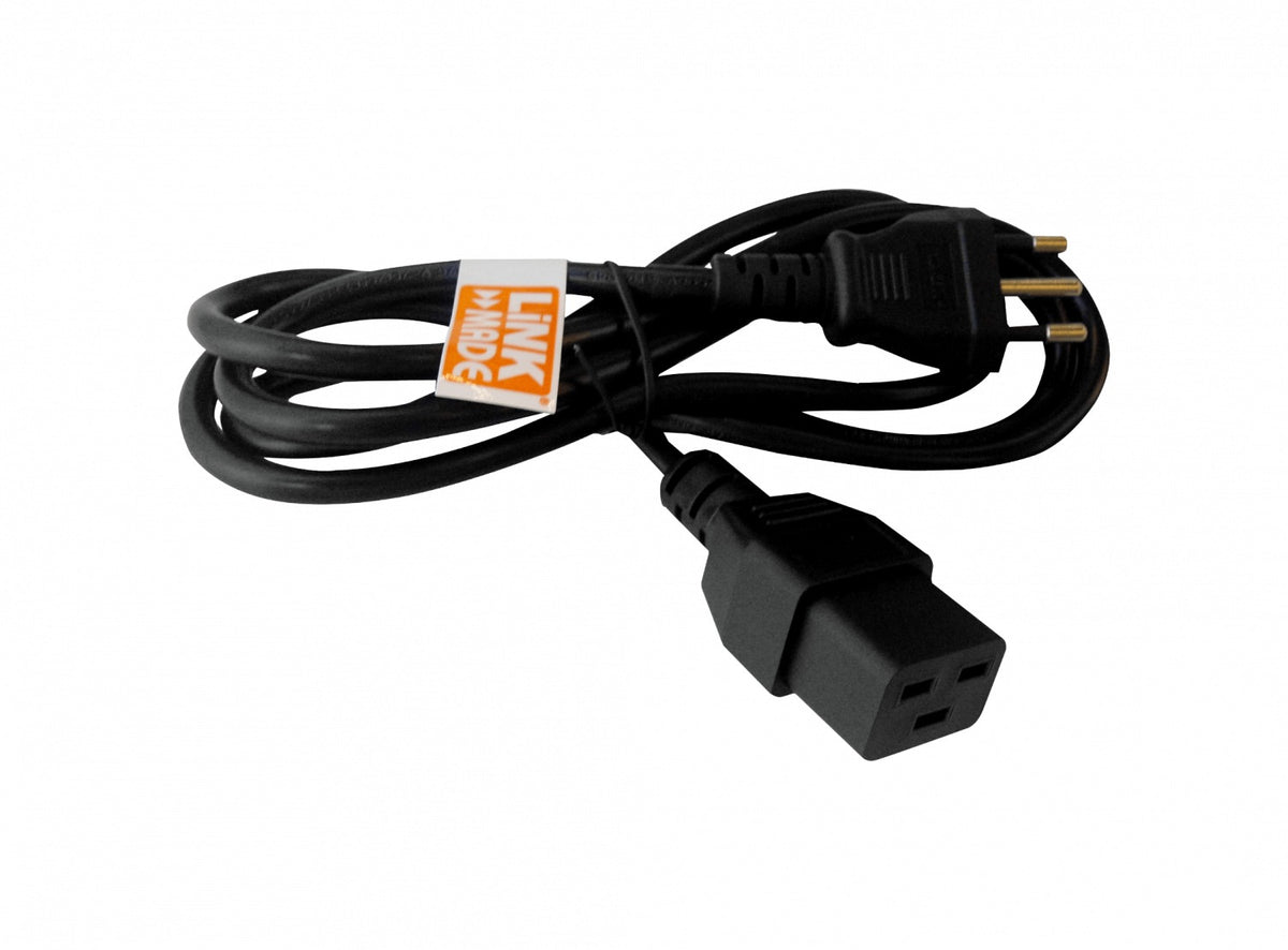 CIMD Cable de Alimentación Negro 1,4m Hembra-C19 a Macho-Chile-Italiano 10A 3x1,0mm² 140cm