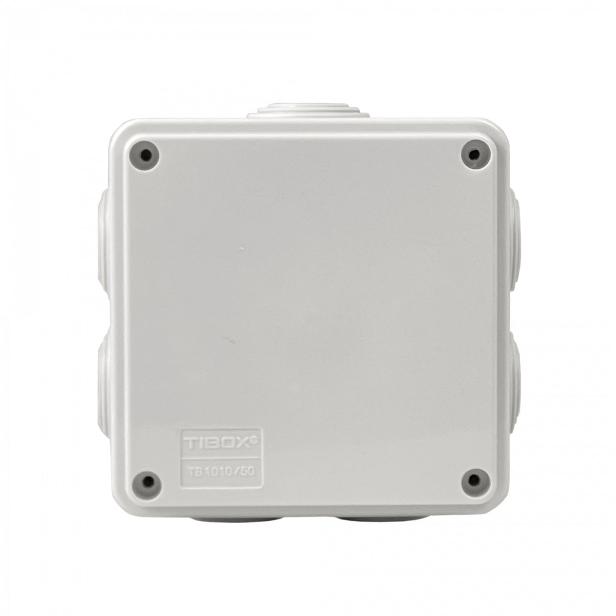 MTC-1 TIBOX Caja de Superficie Estanca IP55 Blanca 100x100x50mm con 7 Conos y 4 Tornillos AG1010R