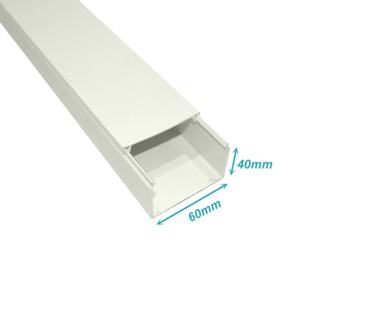 QN6W LINKCHIP Canaleta Plástica PVC 60x40mm 2 Metros Blanca Espesor 1,45mm Sin Divisor CC-6040-W