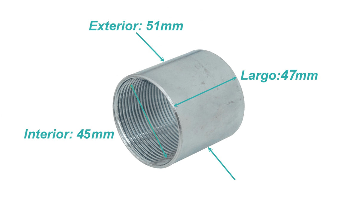 M15-COM IMC Acople 1-1/2-Pulgadas Largo-48mm Rosca Interna 45/51mm-Diam-int/ext