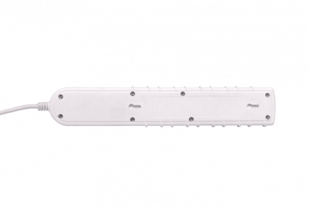ELG-35WU Regleta RITTIG blanca 5 tomas con interruptor luminoso, 2 USB 5V, cable 3m, 10A-250V, 2200W