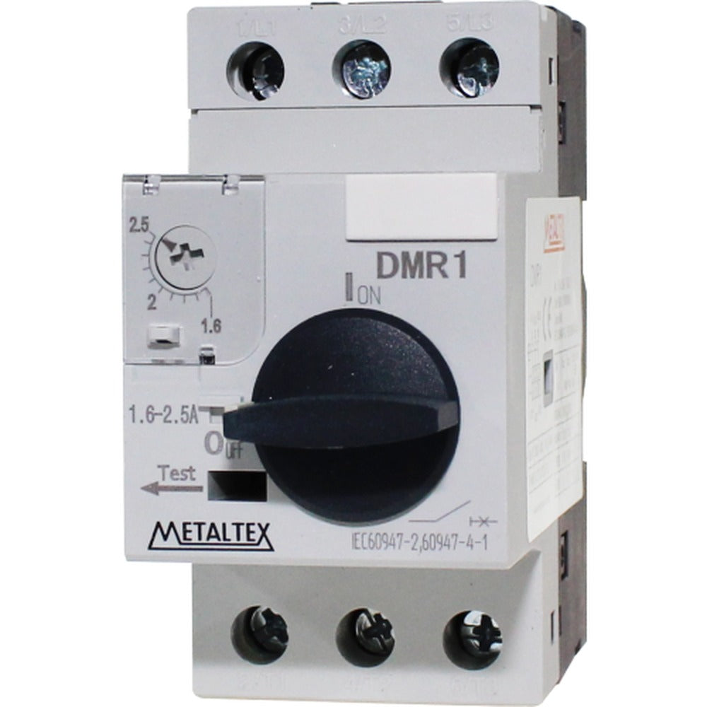 Guardamotor para maniobra y protección rotativo rangos 0.1 a 32A serie DRM1 - 1 ~ 1.6A