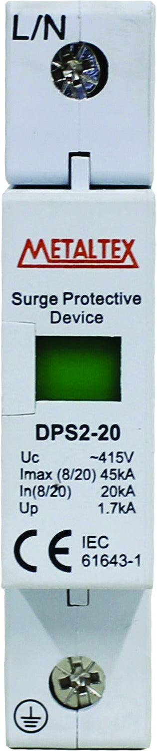 Dispositivo de protección contra sobre tensión 415VAC 20/45KA Tipo II serie DPS2 - 1 Polo