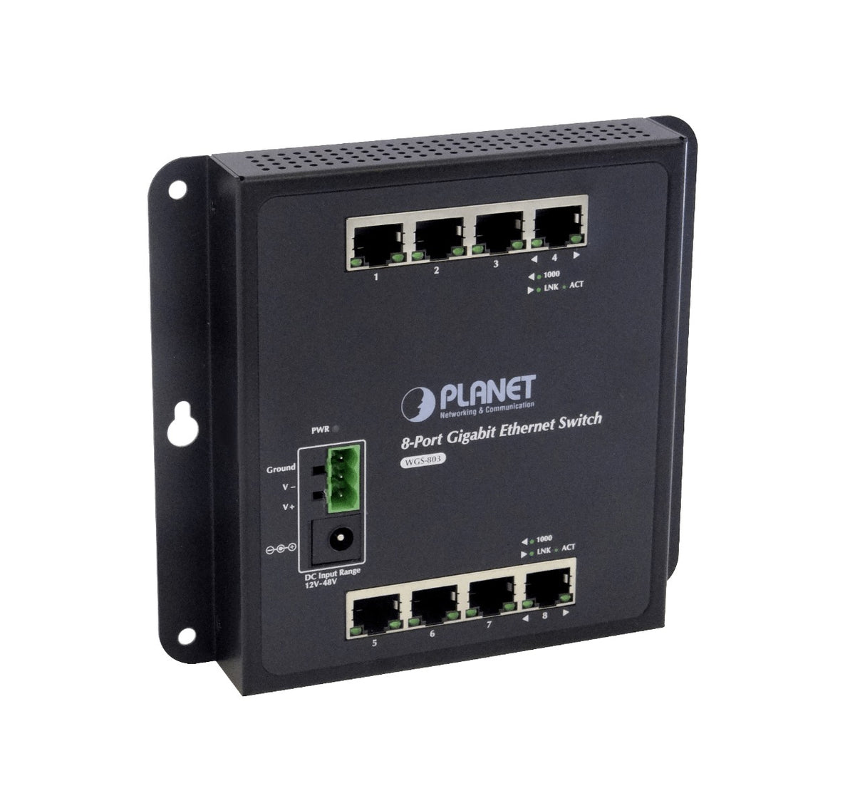 WGS-803 PLANET 8-1000 Conmutador Industrial no-Gestionado Plano/CarrilDIN req/12-48VDC IP30