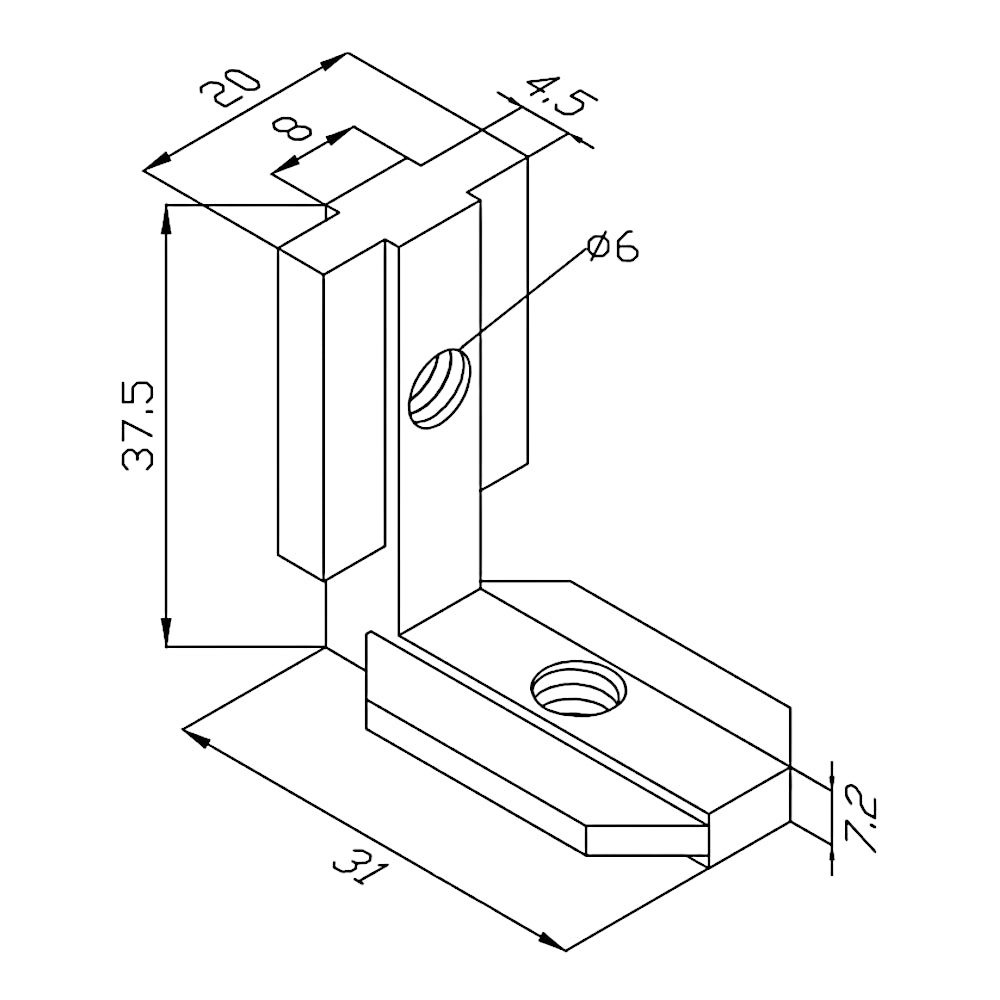 Soporte Tipo L Perfil Estructural 40x40 Tslot (pack 4 und)