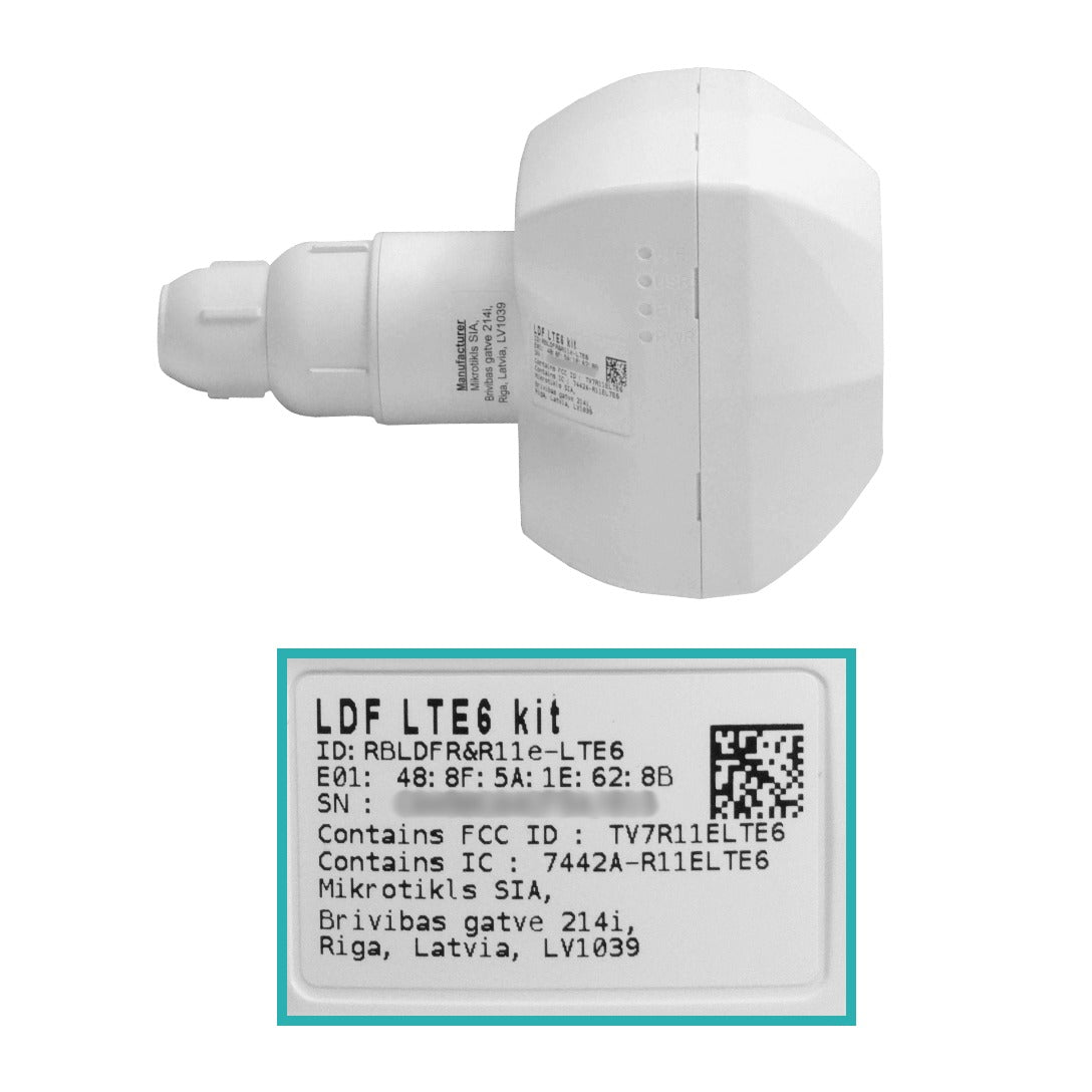 LDF-LTE6-KIT MIKROTIK CAT6 8dBi 300/50Mbps LTE 1 Tarjeta SIM 66º Capa 3 1 Puerto 100 Incluye 24V