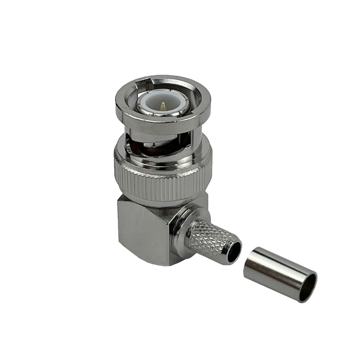 BM2J Conector BNC macho acodado 90 grados crimpeable para cable LMR195 RG58 RG142