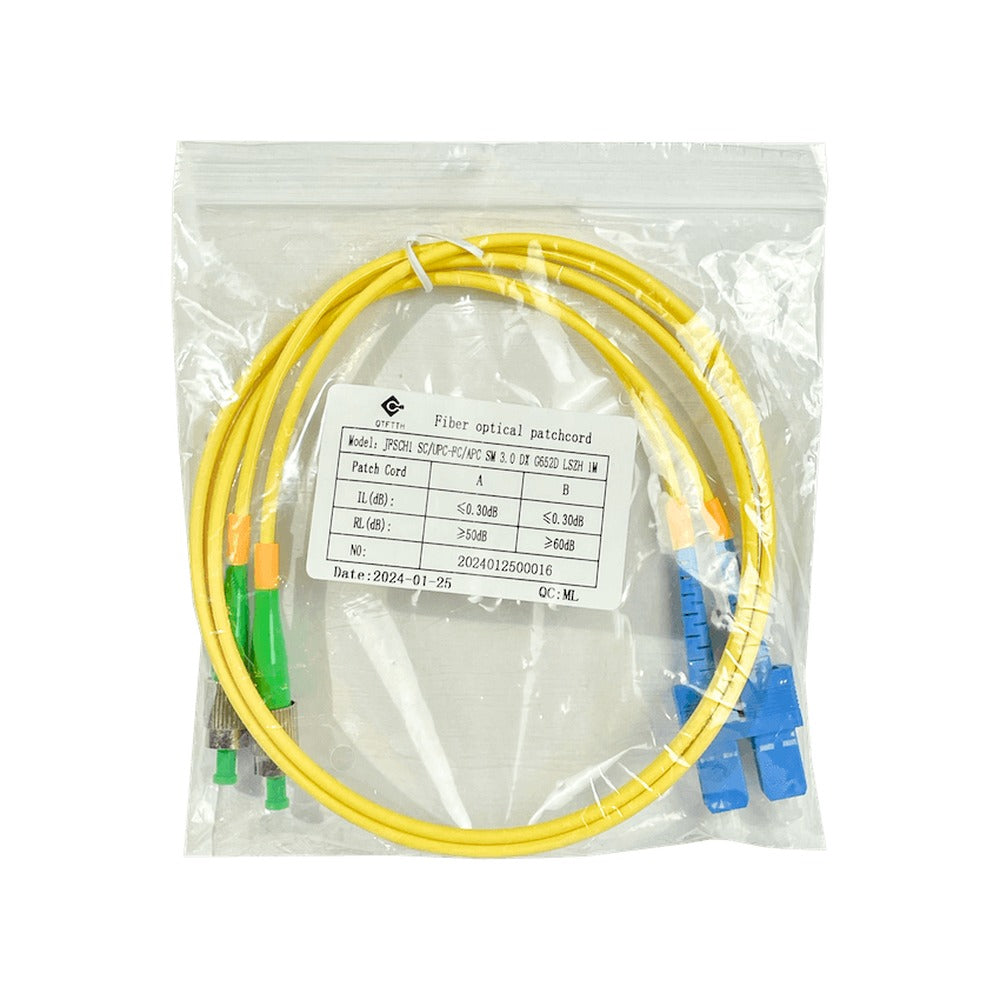 JFSCH1 1mt SC/UPC-FC/APC Monomodo SM Dúplex Cable Puente Fibra 9/125um 3mm