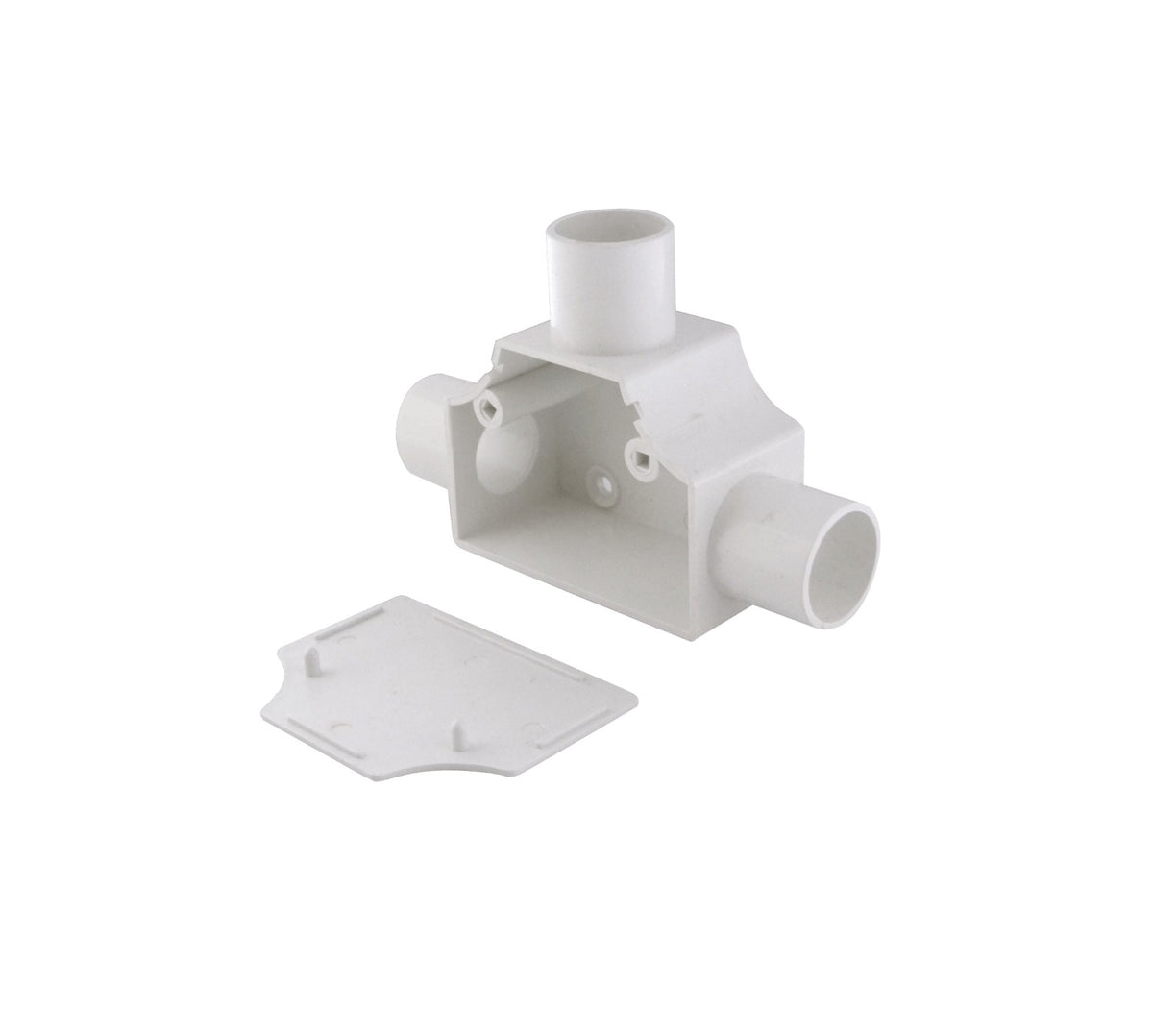PVC25-TT LINKCHIP Derivación en T con tapa para cañería de PVC Blanca 25 mm