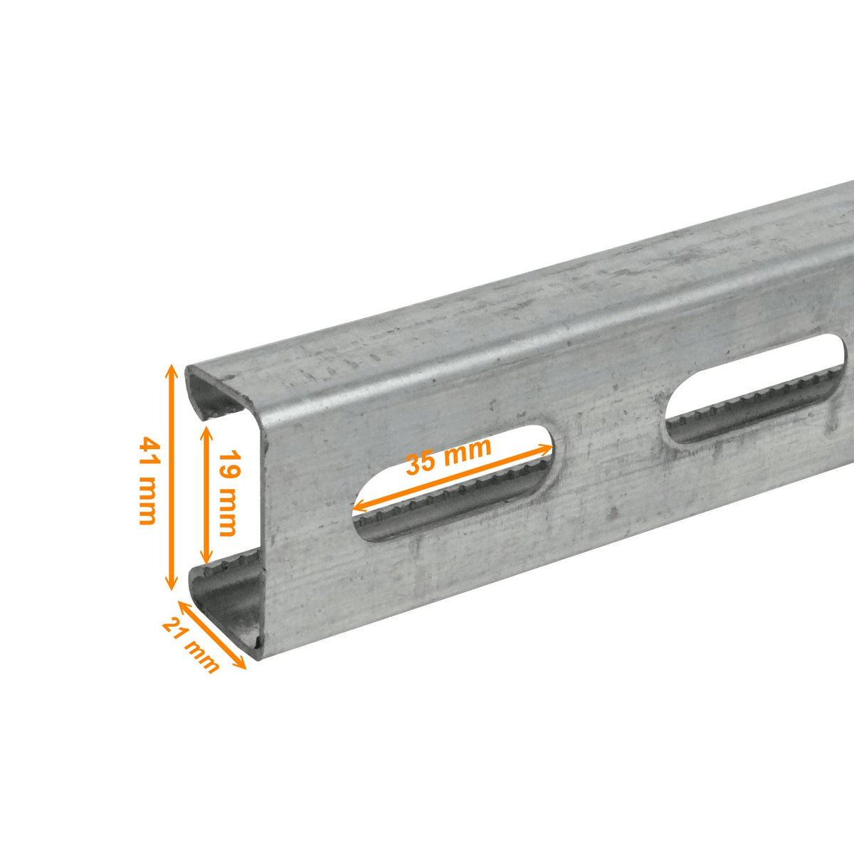 CANAL-1 Riel Strut Ranurado de Acero 1m 21x41x1.2mm Calibre 100cm