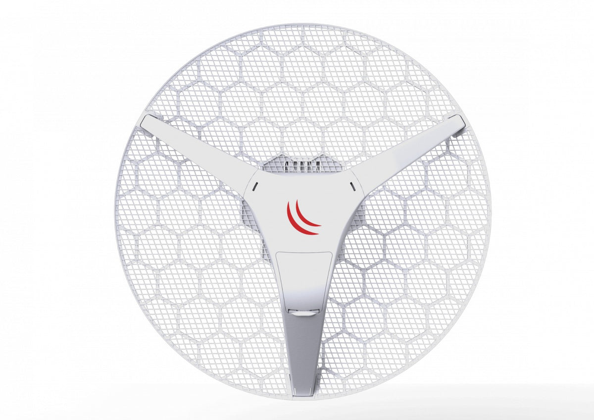 LHG-2 MIKROTIK Antena de Rejilla 2,4GHz Ganancia 18dBi Apertura 18º Potencia 25dBm 1-Puerto 100Mbps 2x2 MIMO Capa 3 Alimentación 11-30V Diámetro 391mm Fuente 24V Incluida