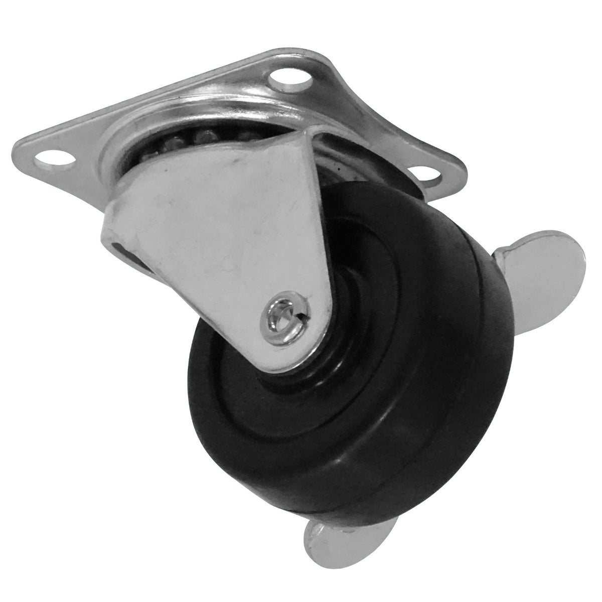 RUEDE-2 Rueda giratoria de 2 pulgadas con bloqueo, color negro, capacidad de carga 25 kg, dimensiones 48x59x67 mm