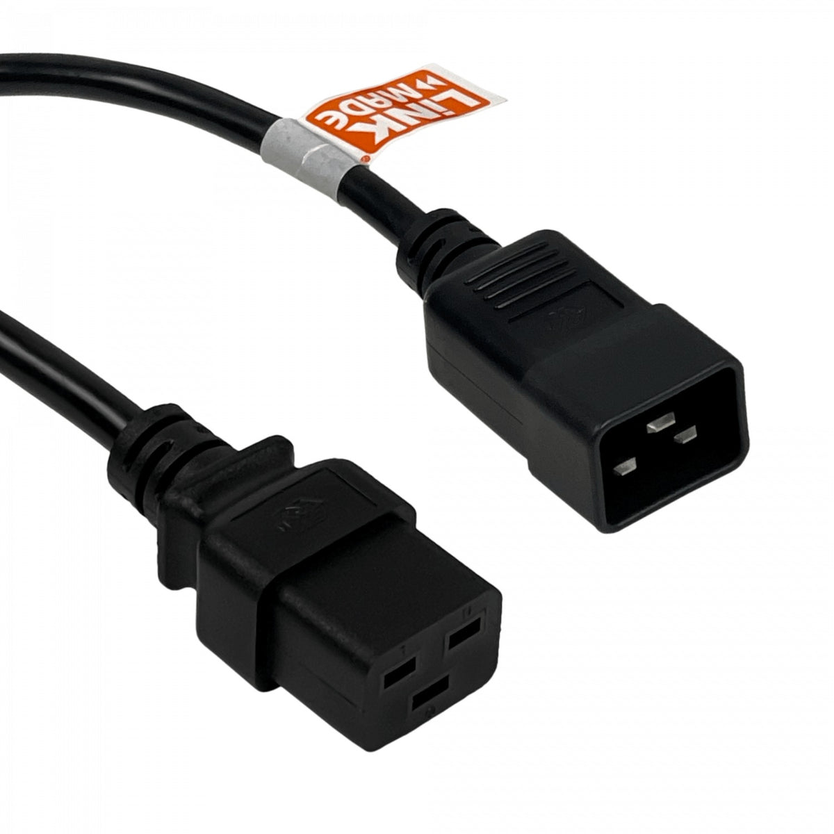CDMD Cable Energía Negro 1,4mt C19-Hembra C20-Macho 16A 3x1,5mm2 140cm