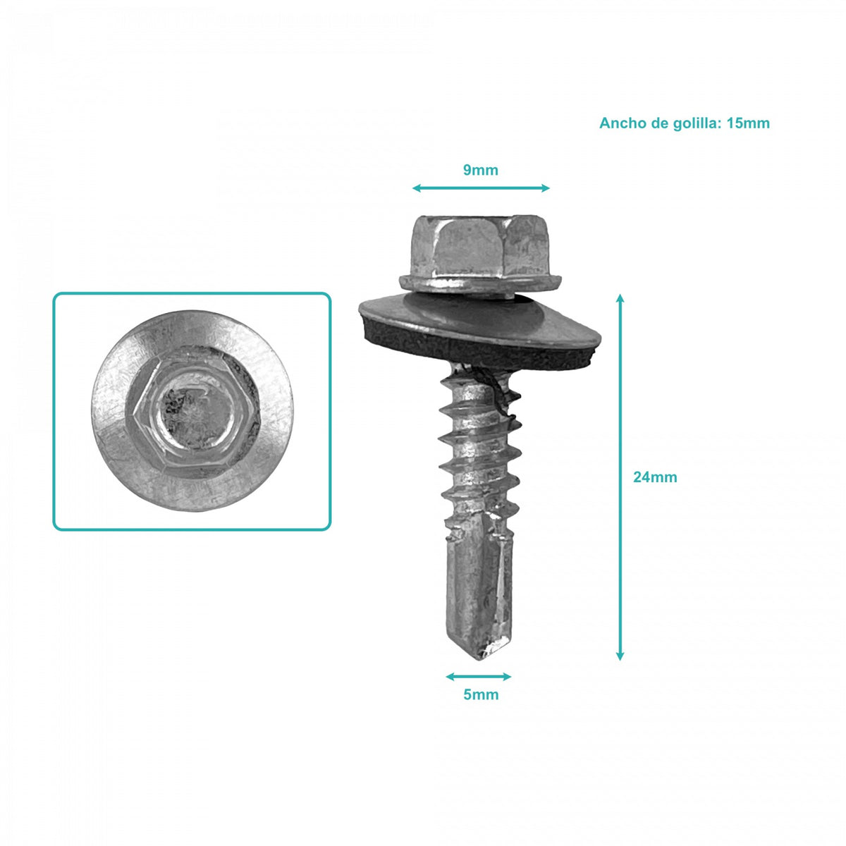 BA12-10 Hexagonal-8mm 50u. 12x1 Largo-25mm Zn Tornillo Autoperforante 1,0p