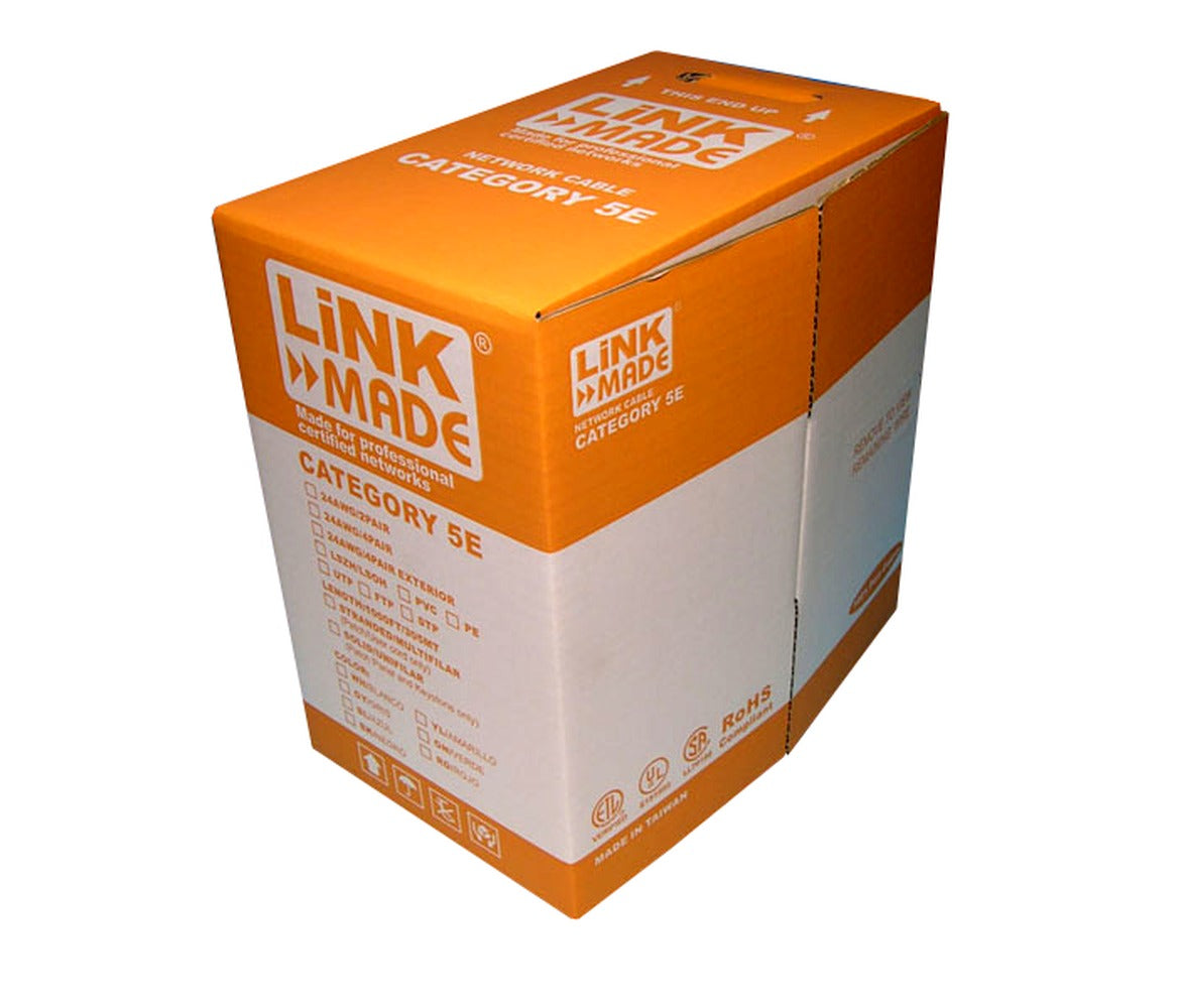 CBXL-UN3 LINKMADE Bobina de 300 metros de cable UTP exterior Cat5e, color negro, conductor de cobre unifilar