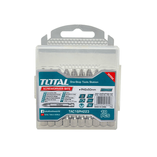 SET-10PH2 TOTAL Kit Punta Destornillador Phillips PH2 Sencillo 10unidades PH2x50mm TAC16PH223