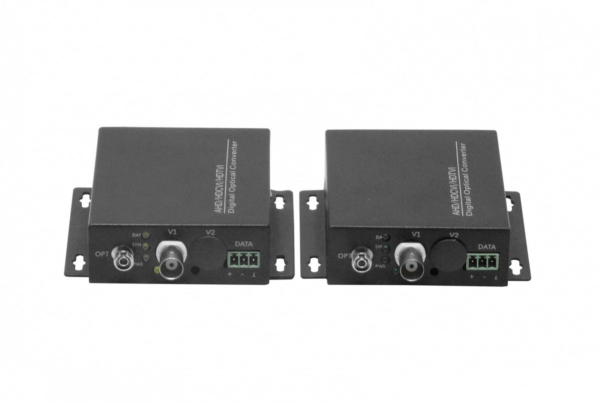 TV1-20KM Transmisor-Receptor 1-Canal 720p 960p Fibra Óptica Monomodo 20km para CCTV TVI con Conectores FC BNC-H y RS485 TX/RX