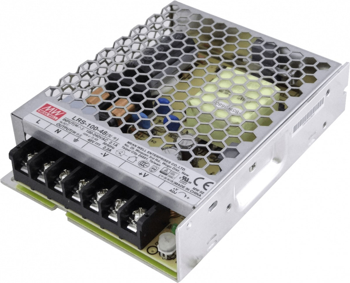 LRS-100-48 MEANWELL Fuente de Alimentación de Marco Abierto 110W, Salida 48V 2,3A, Entrada 100-240VAC, Voltaje Regulable vista 4