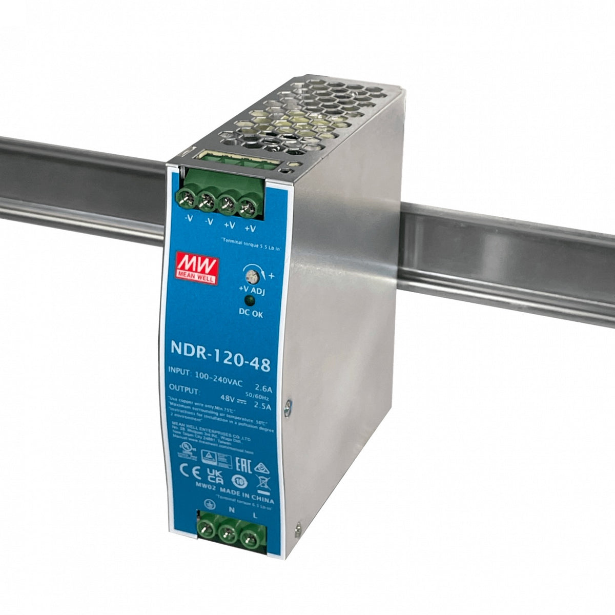 NDR-120-48 MEANWELL 48VDC 120W 2,5A regulable/48-55V Ancho-40mm Carril-DIN Fuente Alimentación