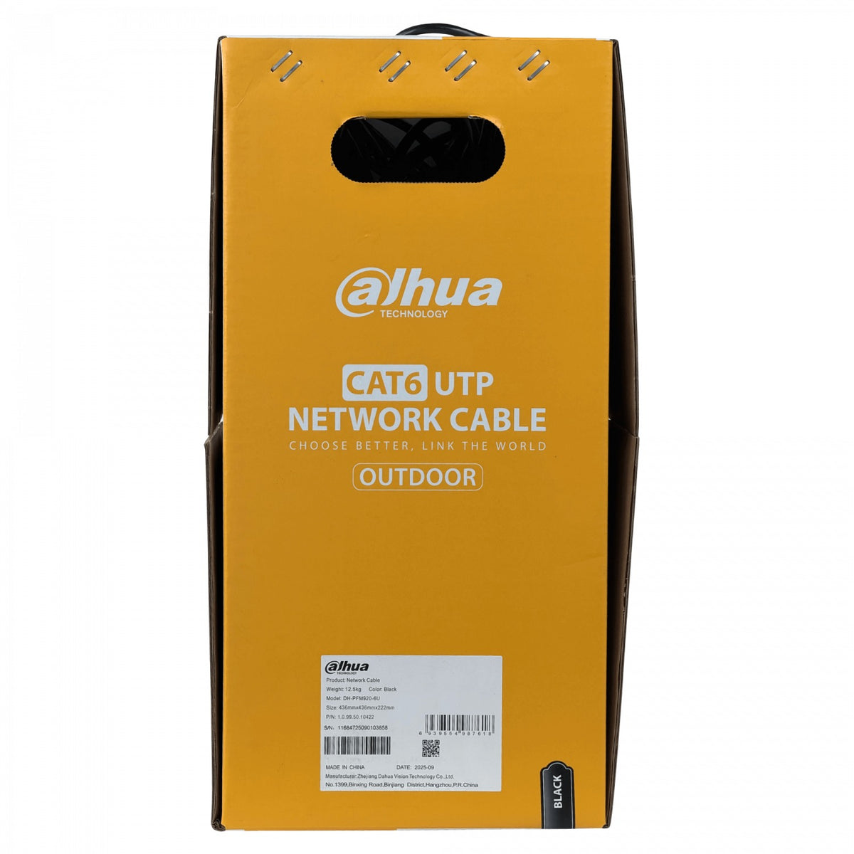 CBX6D-UN3 DAHUA Bobina de 305m Cable UTP Cobre Núcleo Sólido Cat6 Negro AWG23 PFM920-6U