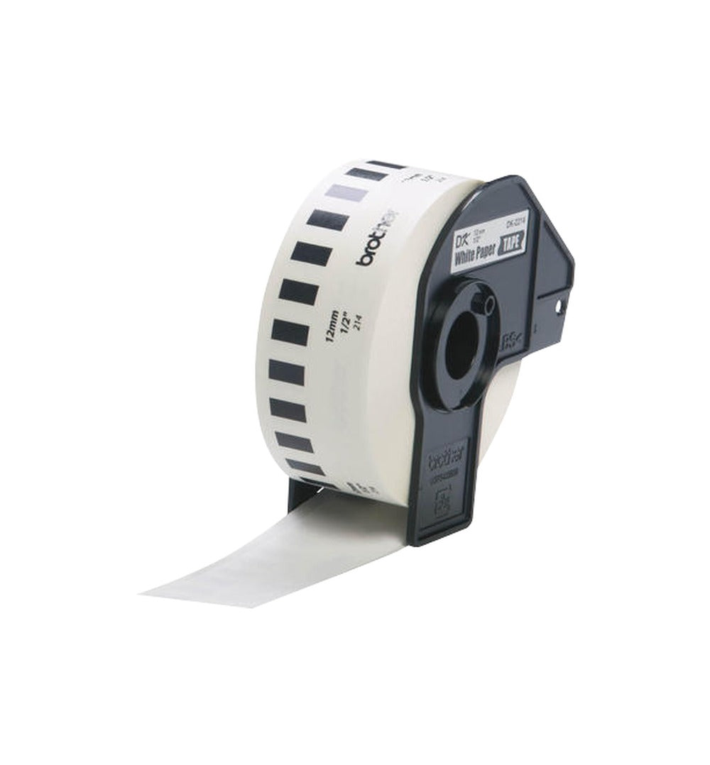 DK2214 BROTHER 12mm x 30,4mt Negro sobre Blanco Rollo-Continuo Autoadhesivo para QL